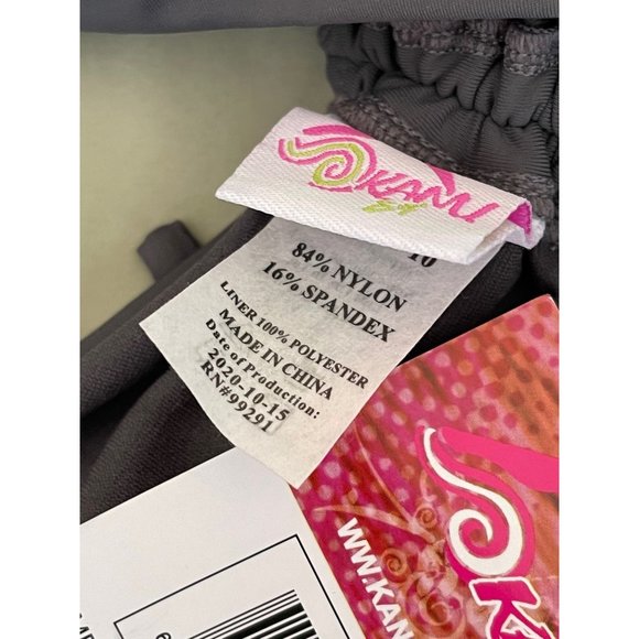 KANU Surf Solid Gray Gathered Adjustable Tie Sided Bikini Bottom - Size 10 - Picture 9 of 9